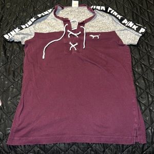 PINK shirt with front ties and cute sleeve detail